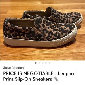 PRICE IS NEGOTIABLE - Steve Madden Leopard Slip-On Sneakers